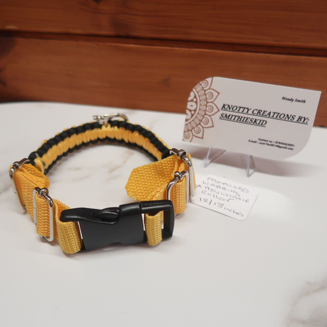 Yellow Paracord & Webbing Adjustable Dog Collar