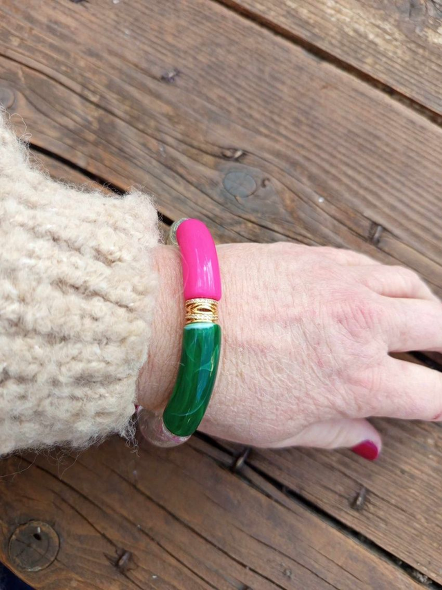 Bracelet perles tubes incurvées Chandra Haritima