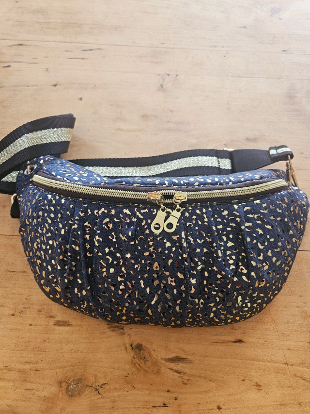 Banane Denim léopard & or - Taille M