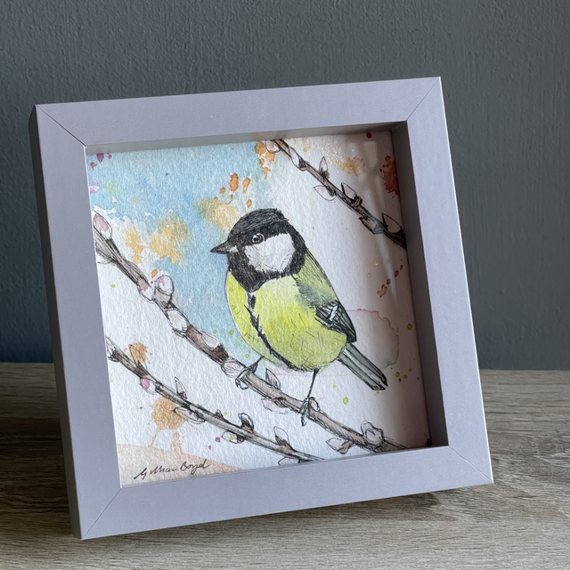 Great tit &amp; pussy willow