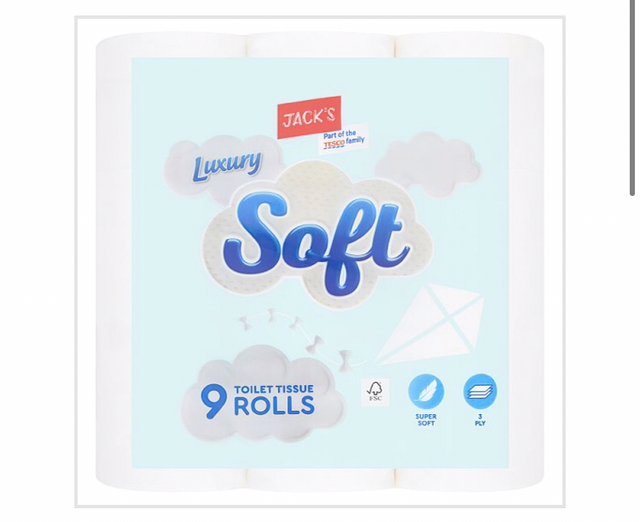 Toilet tissue, Jack's Luxury Soft 9 Toilet Tissue Rolls