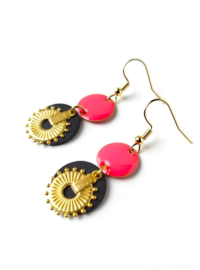 Boucles d&#039;Oreilles Asymétriques Upcyclées  en Chambre à air Recyclée - Ethniques