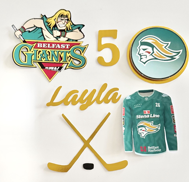 Personalised Belfast Giants ice hockey Cake topper