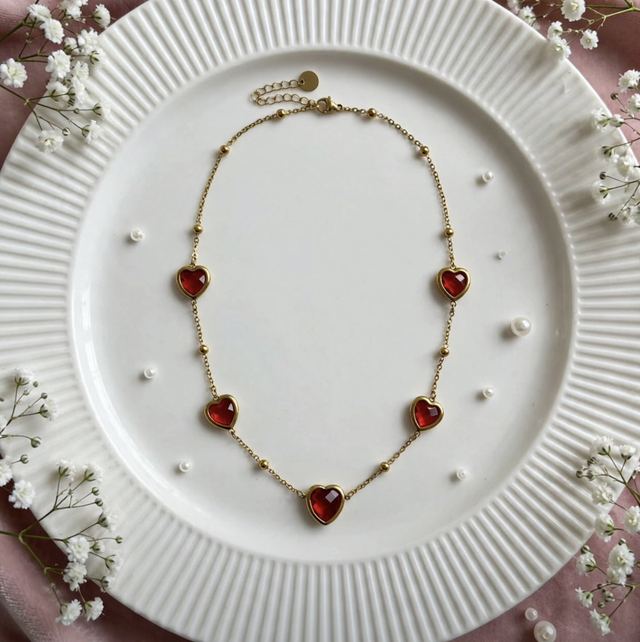 Collana Cuori di Luce Rosso