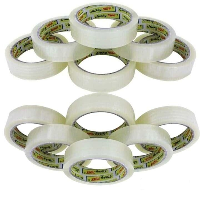 12 Rolls Cellotape Strong Clear Packing Tape Rolls Extra Long 24mm x 66m Transpa
