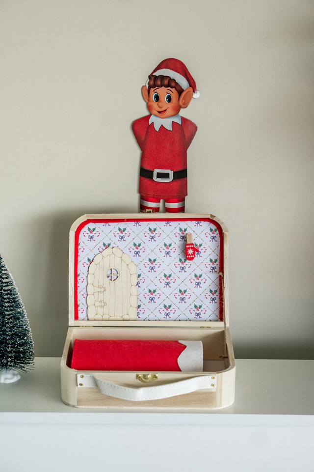 Mini valise magique - motif sucre d'orge et houx