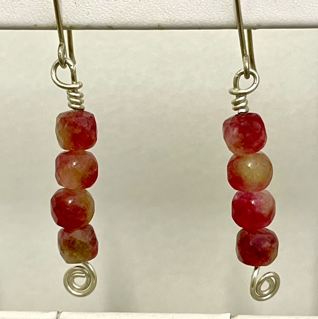 Gemstone 6mm Cube Drop Earrings 