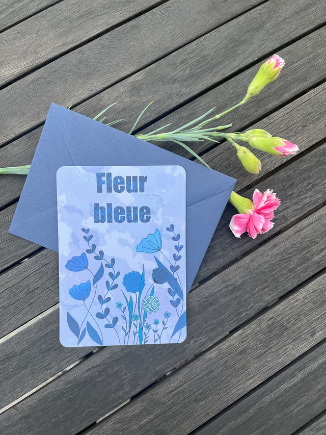 Carte de vœux &quot;Fleur Bleue&quot;
