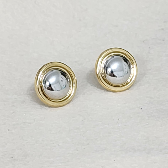 Brinco Redondo Duo Mix Banho - Ouro + Ródio