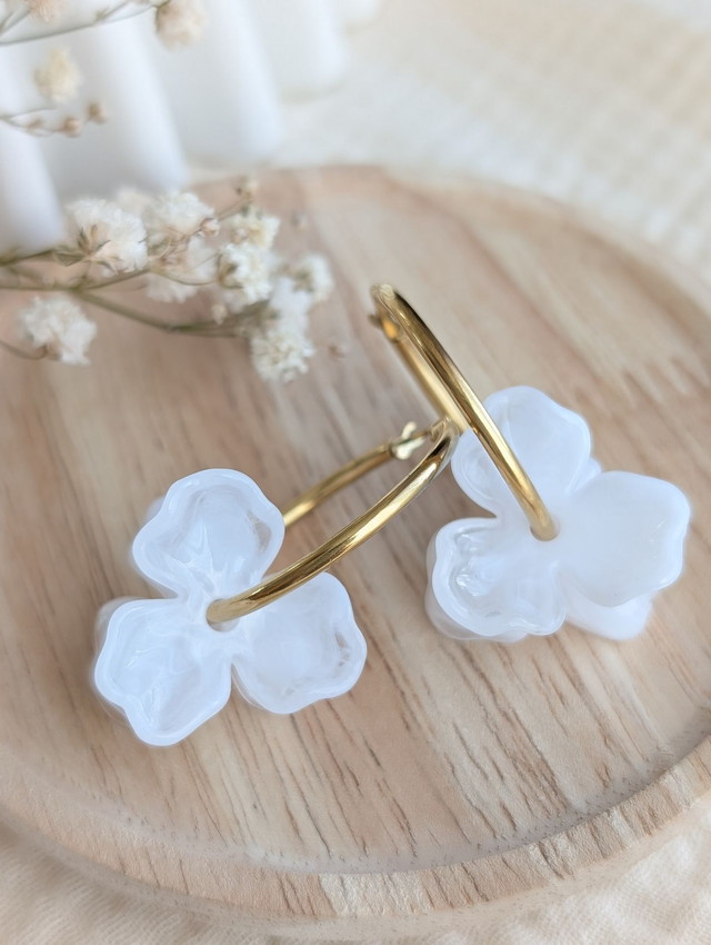 Créoles ROSALIE courtes blanc