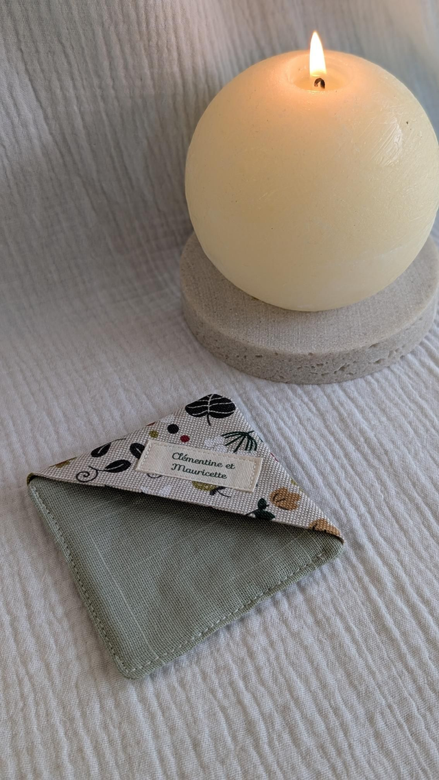 Marque-page "coin" - Collection tissu "Renard"/Vert d'eau 2