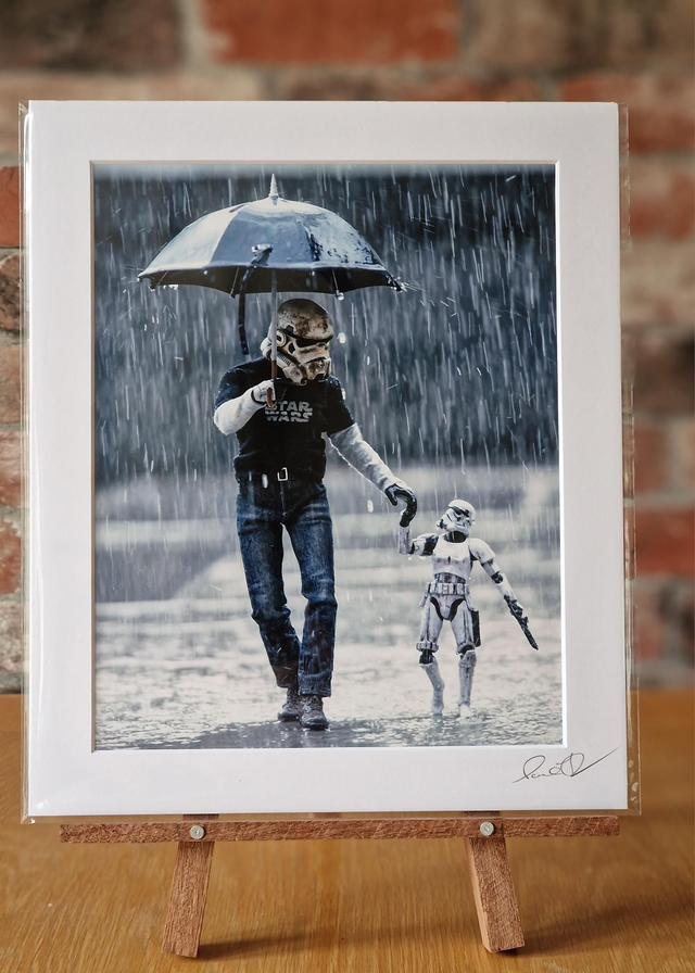 Stormtrooper and son rain