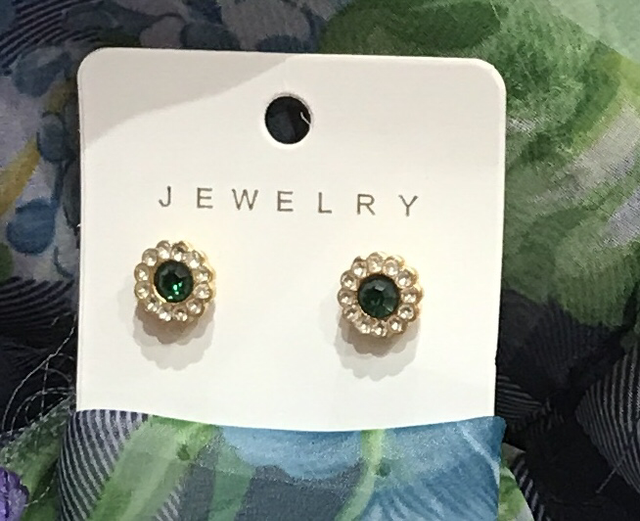 Green Stone Stud Earrings- STU28