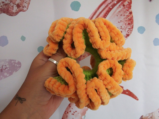 Green and Orange Scrunchie 