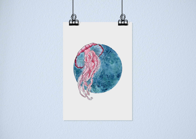 "Geometric Jellyfish" - Artprint A4 (frame not included)