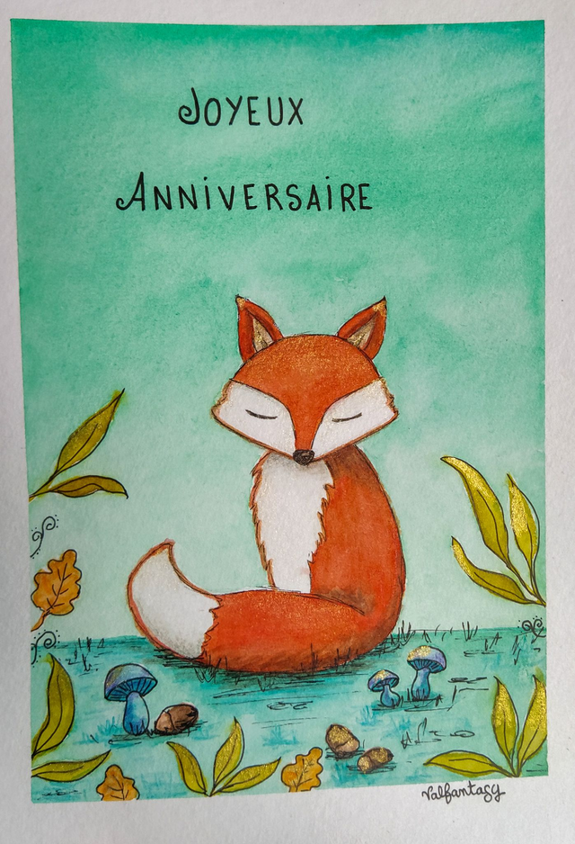 Grande carte "Renard anniversaire" 13x18cm