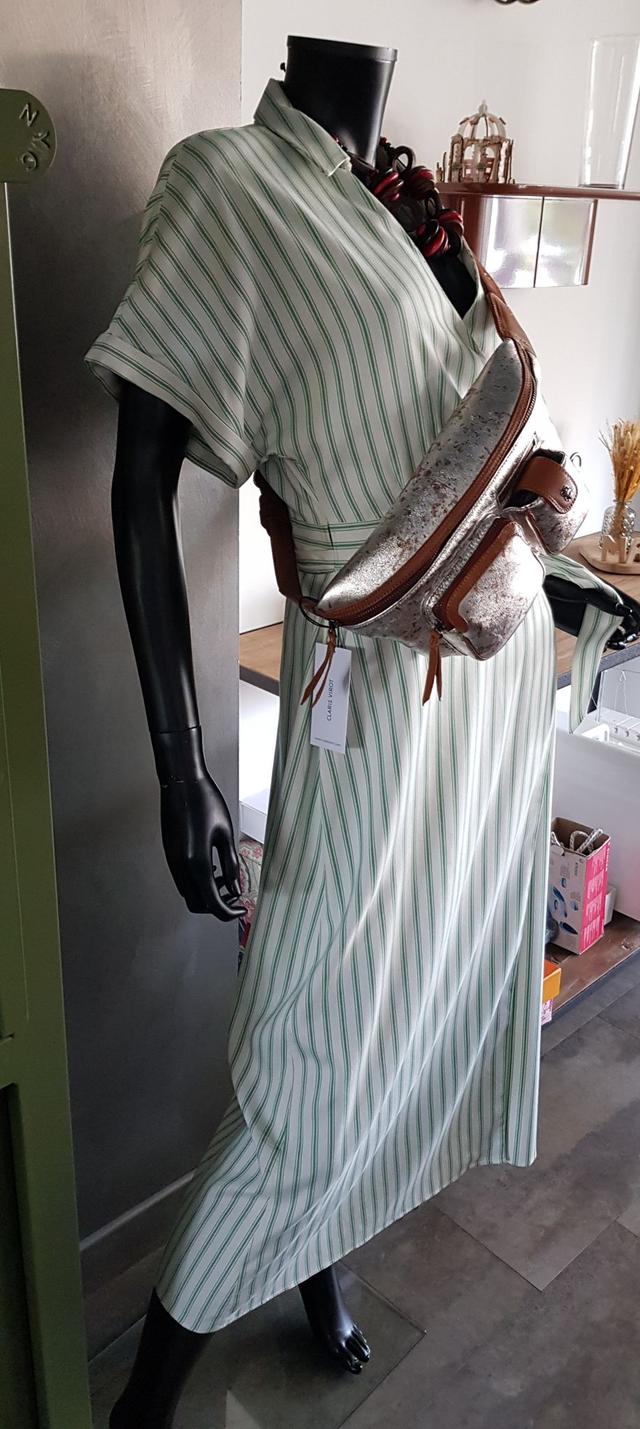 Robe longue Naf Naf Fiara coloris écru &amp; vert