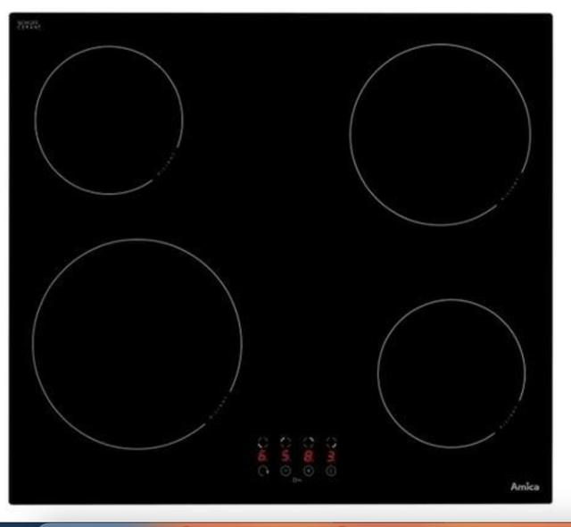 Amica PH6420ZT Frameless Touch Control 60cm Four Zone Ceramic Hob - Black