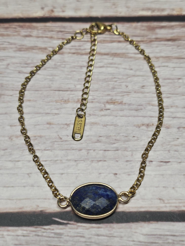 Bracelet en Lapis-lazuli &amp; Acier inoxydable