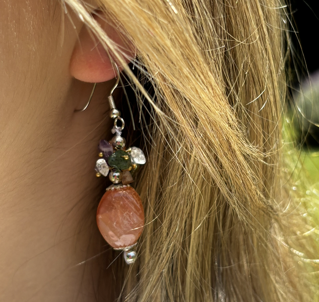 Aros racimo piedra agata