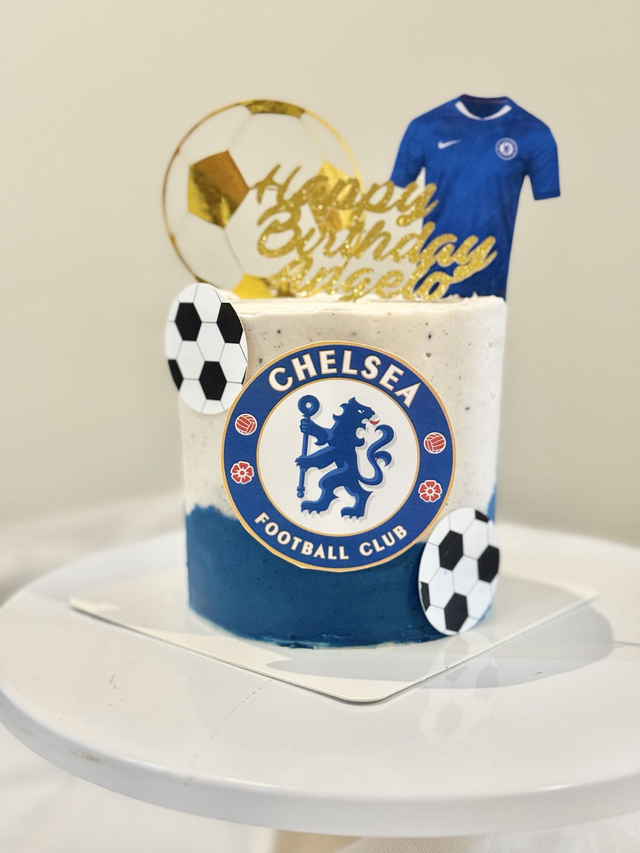 Blue Chelsea Football Birthday Cake
