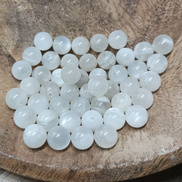 Pierre de Lune Blanche Fumée / Boule de 8 mm à l&#039;unité / Pierres Naturelles Rondes et Polies