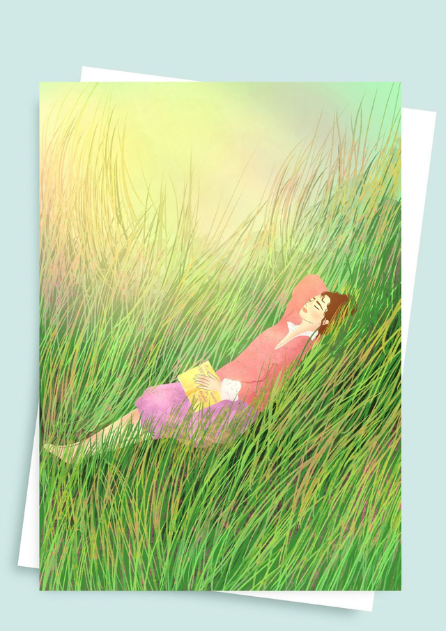 Carte postale Dans l'herbe