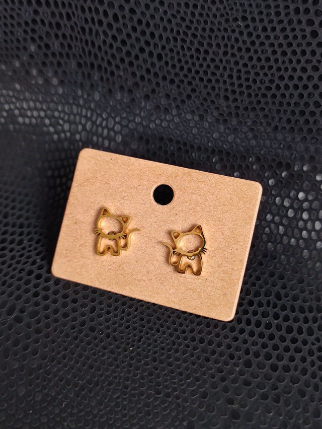 Edelstahl Ohrstecker | Katze | Gold