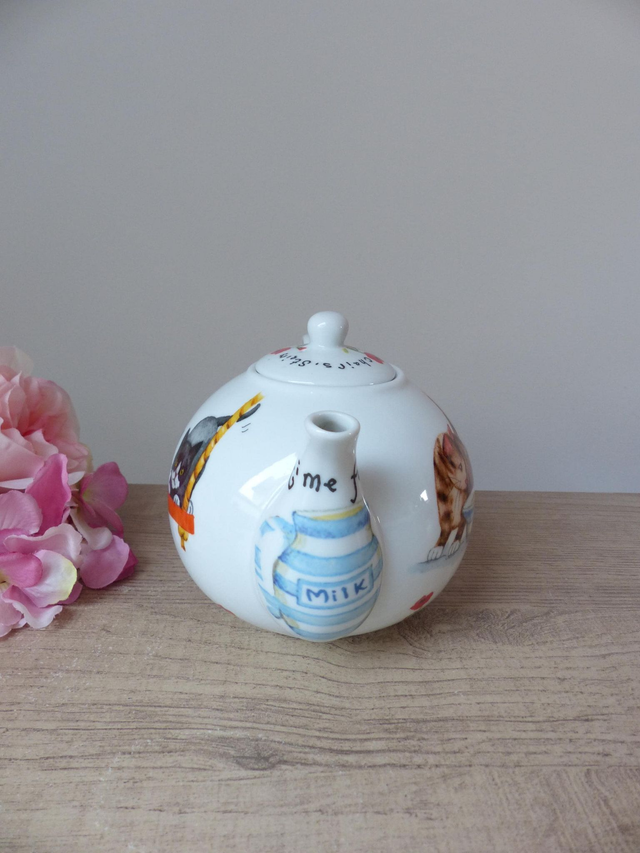 Théière anglaise Garden Swing en porcelaine Bone China – décor chatons et coquelicots – cadeau pour amoureux des chats