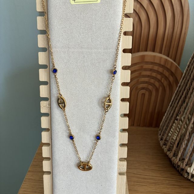 Collier maille marine et bleu