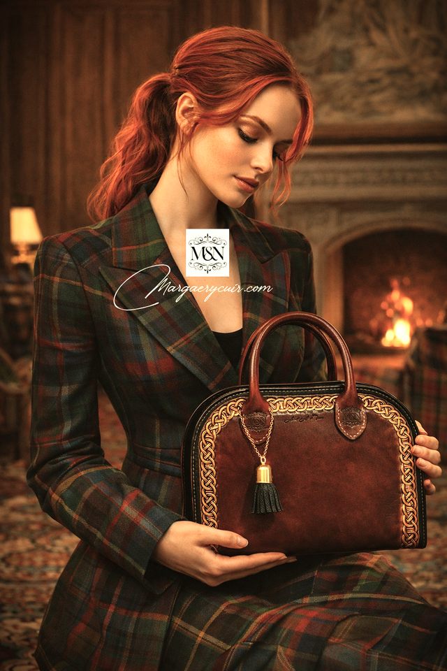 Sac à main en cuir de Luxe, style celtique moderne