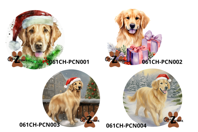 Porte clé Golden Retriever modèle Noël