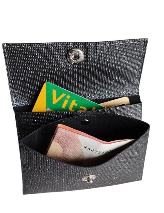 Porte carte/ porte monnaie pailletée argent gris 