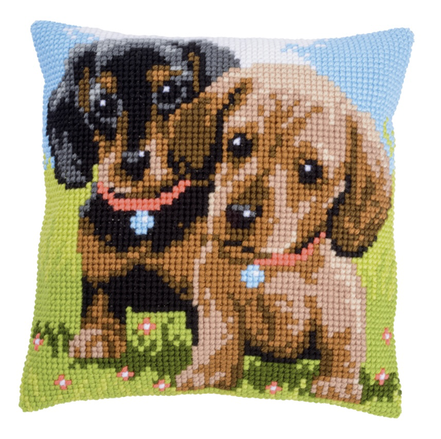 Dachshunds cross stitch cushion kit 
