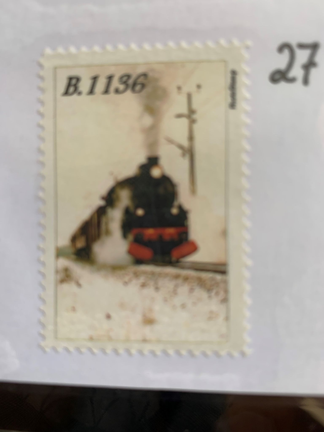 Brevfrimärke 27  -  B1136 Dundrar fram i snölandskap