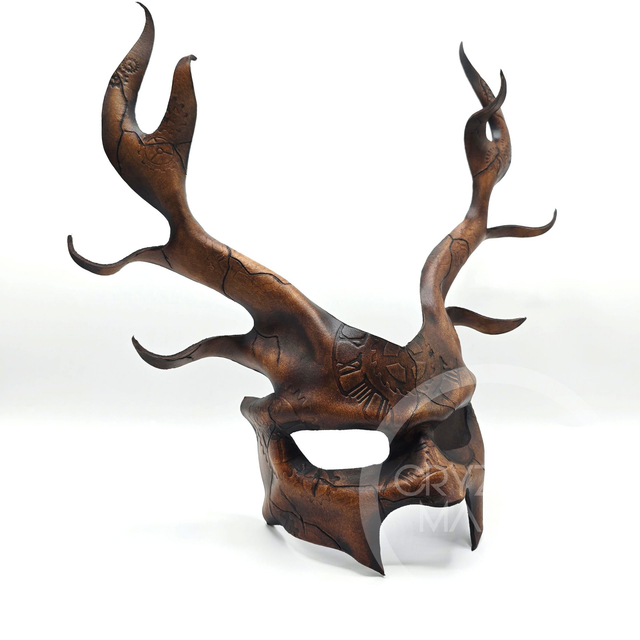 Leather Deer mask with clockwork Pattern 