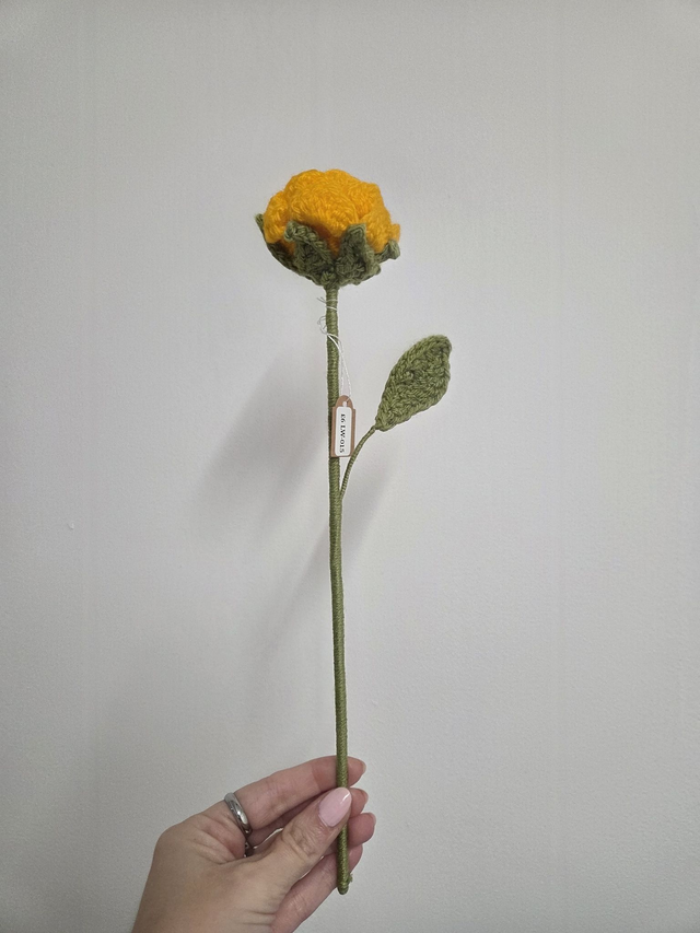 Yellow Rose Forever Crochet Flower - LW-015