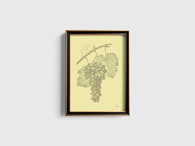 A3 Schreibmaschinenbild Wein in Schwarz auf Elfenbein