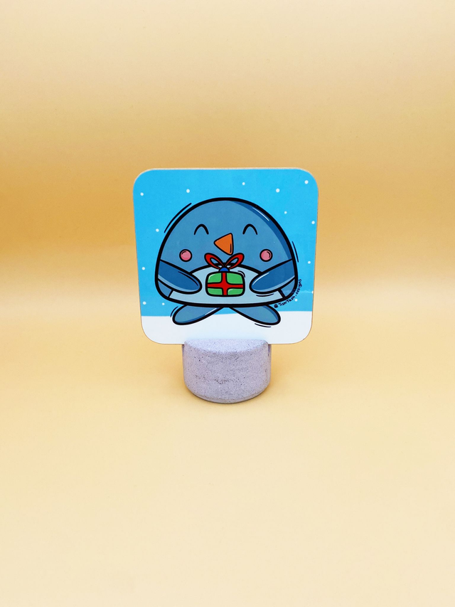 Penguin with present coaster