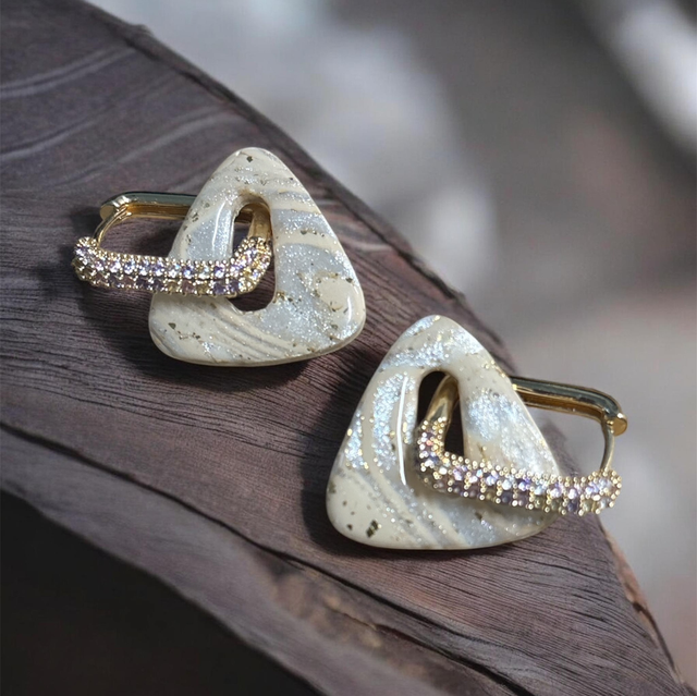 Pampilles interchangeables en argile polymère et résine – Créoles acier inoxydable