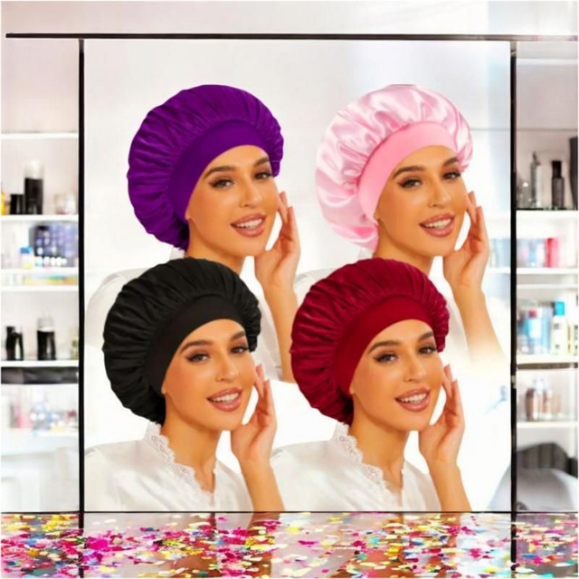 Satin Caps Bonnet with Elastic Wide Band | Hair Accessories 