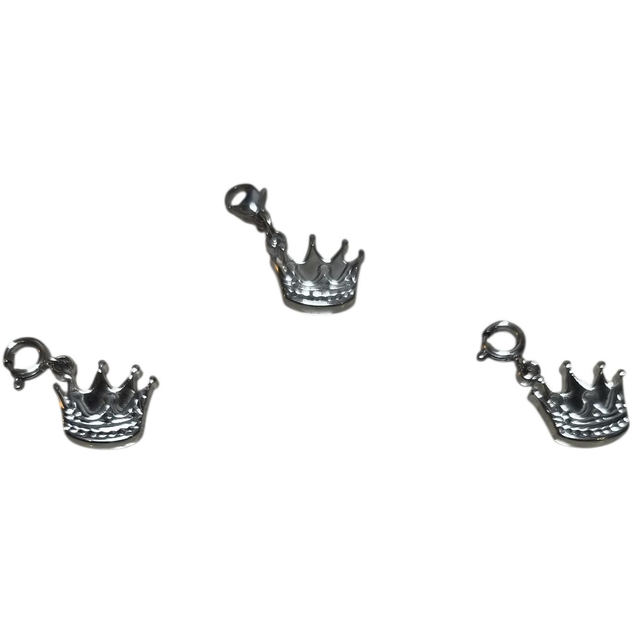👑 Charm’s Couronne en Acier Inoxydable – Breloque Bijou 13 mm Argenté