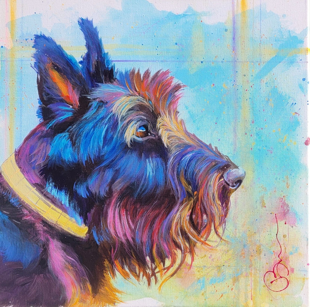 Hamish, Scottish Terrier, limited edition print 30 x 30 cm
