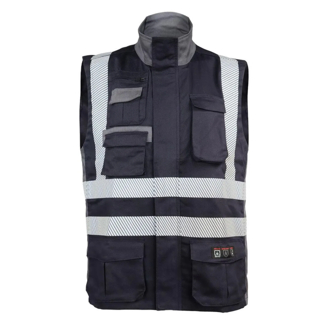 Chaleco Geologo Ignifugo Absolute Fire FRSVT NFPA 13034 Azul Marino - Gris