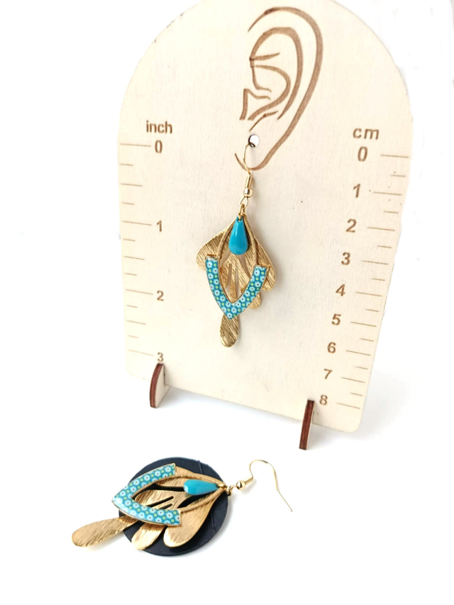 Boucles d'oreilles Asymétriques Upcyclées en Chambre à Air et Papier Recyclés - Végétales