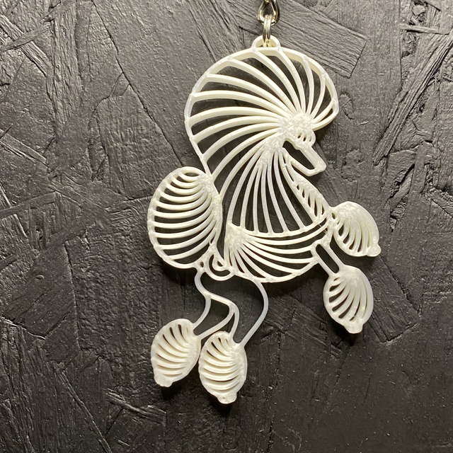 3D - Keychain Poodle Continental White