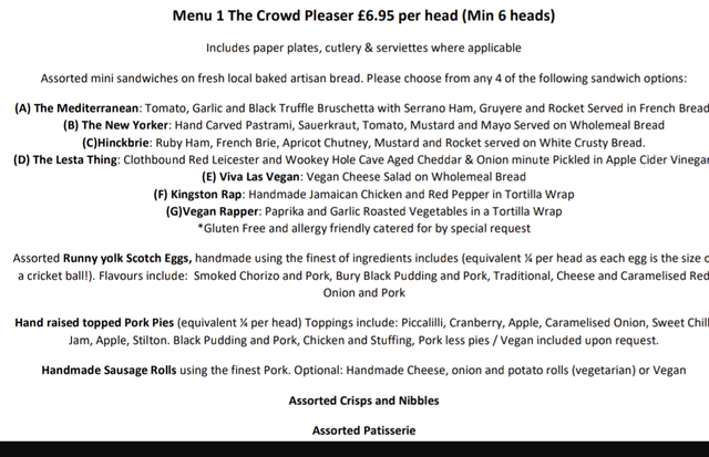 Buffet : The Crowd Pleaser (Menu  1)