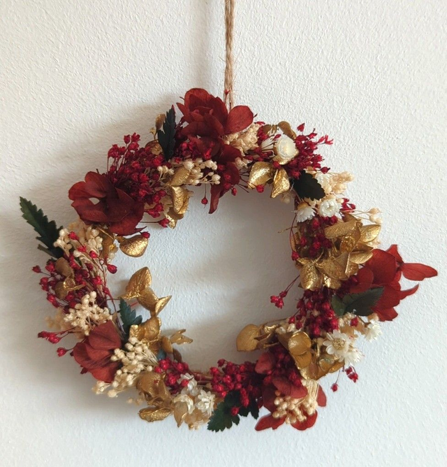 Couronne de Noël - Gold X Burgundy