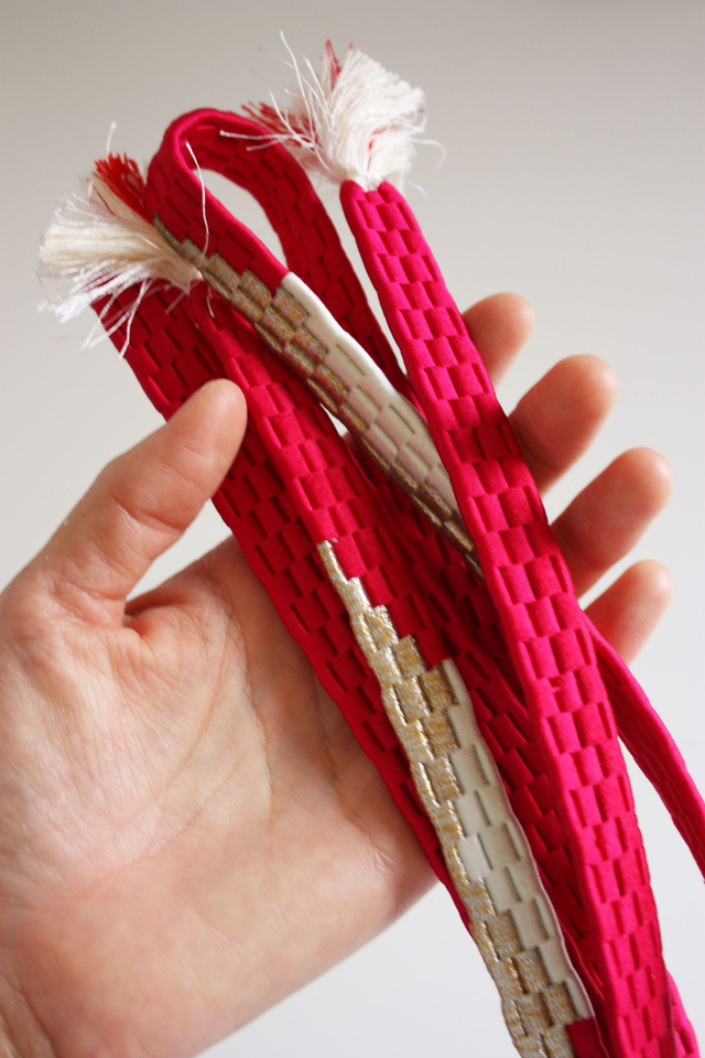 Magenta Pink Obijime, Silk Belt, Japanese accessories, Kimono Obijime