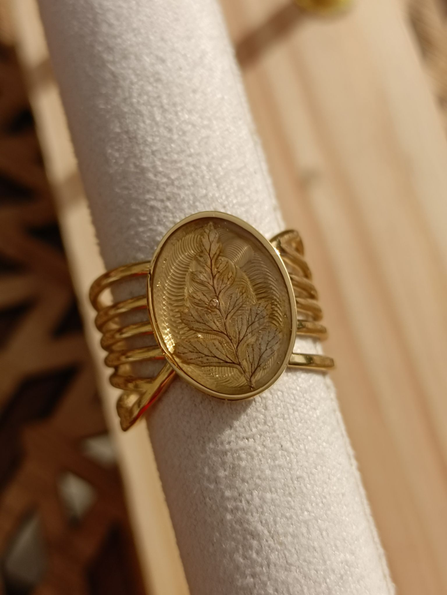 Bague Large Multirangs - Or - Feuille verte